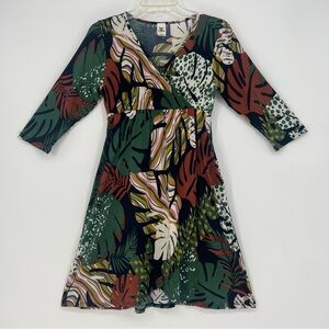 Sew In Love Womens Faux Wrap Empire Waist Knee Length Dress 3/4 Length Sleeves